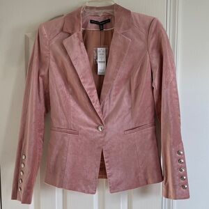 White House Black Market Pink Velvet Blazer with Silver Buttons